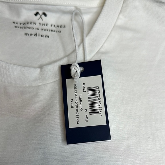 White and Orange Sleeveless Tank Top with Textured Fabric - Picture 3 of 4